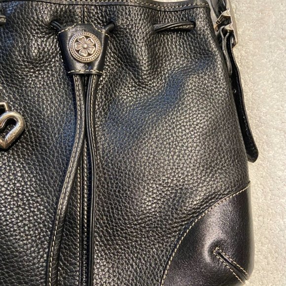 Brighton Heart Black Leather Medium Crossbody Shoulder Purse - Picture 5 of 11